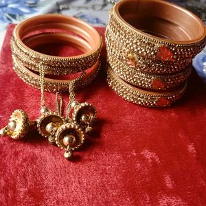 Golden Bangle Set with Charms