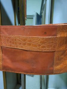 Vintage Orange Croc Embossed Shoulder Bag