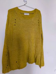 Distressed Mustard Yellow Knit Sweater
