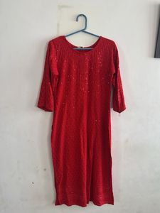 Red Embroidered Kurti