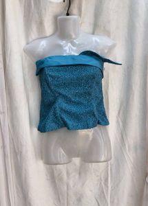 211212. Blue Textured Tube corset