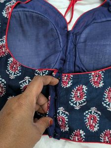 Printed Readymade Blouse Navu Blue