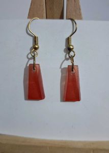 Red resin Drop Earrings Handmade Earring