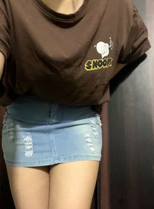 Distressed Denim Mini Skirt