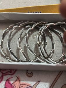 Silver Beaded Bracelet Set