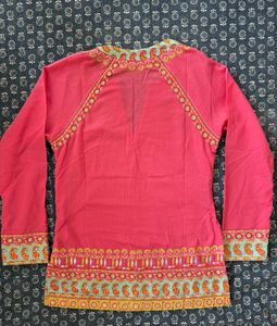 Pink Embroidered Tunic Top