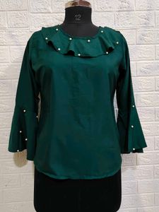 Green Pearl Embellished Top