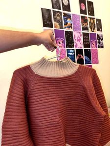 Stylish Two-Tone Knit Sweater