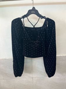 FB SISTER BLACK POLKA DOT CROP TOP