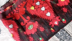 Elegant Black &amp; Red Saree