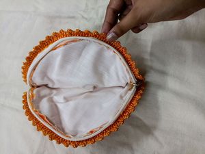 Handmade Crochet Orange Hand Purse, New
