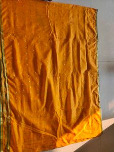 Mustard Yellow Chanderi Silk Saree