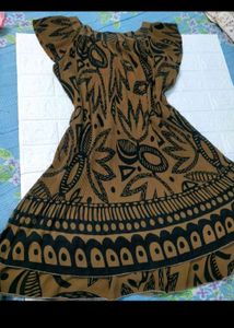 Brown Printed Dress