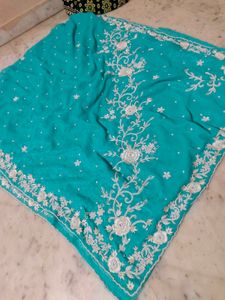 Moti Work Beautiful Design Saree No Blouse