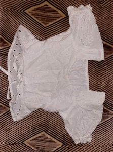 White Cotton Baby Doll Crop Top