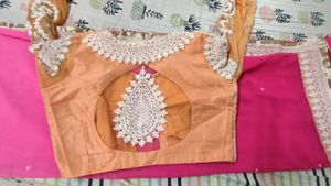 Beautiful Embroidery Saree With Designer Blouse