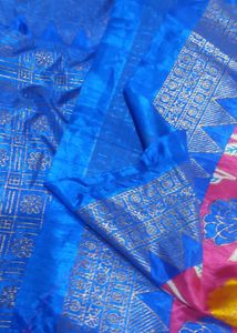 Pink &amp; Blue Floral Design Saree
