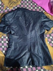 Dark Blue Short Sleeve Blazer Jacket