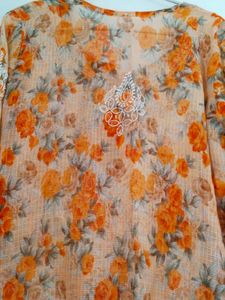 Chicken Kurta Floral With Embroidery