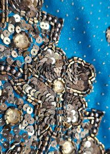 Blue handwork Saree with blouse piece