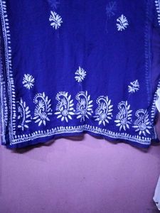 Elegant Royal Blue Chikankari Georgette Kurti