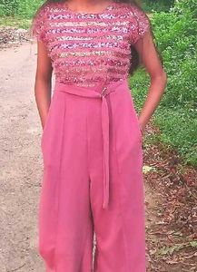 Pink Wide Leg Slit Pants