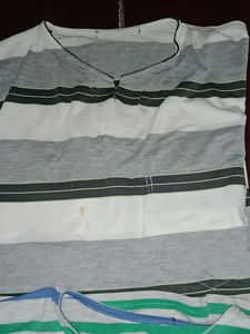 Combo of 2 White Striped Men's T-Shirt Bundle
