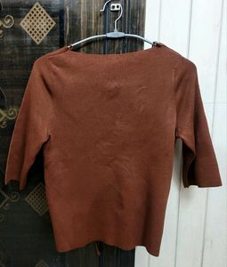 Brown Tie-Front Crop Top