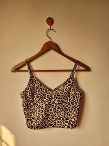 Leopard Print Cropped Top/Tank Top (S)