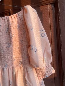 Peach Floral Smocked Top