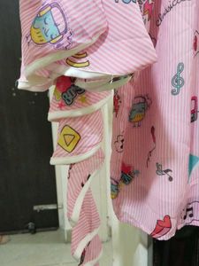 Cute Pink Printed Polyester Fabric – Soft &amp; Light