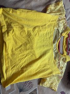 Yellow Lace Sleeve blouse