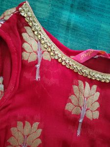Red And Golden Dress Set