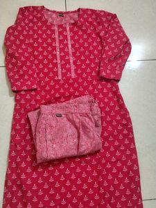 Red Printed Kurta Set