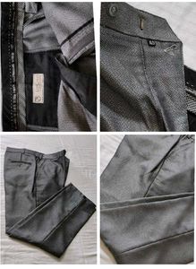 Partywear Men Grey RegularFit V-neck 3 Piece Suit