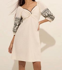 “Bombay Paisley” off white embroided dress