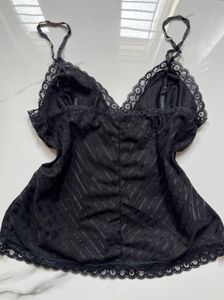 Black Lace Trim Cami Top