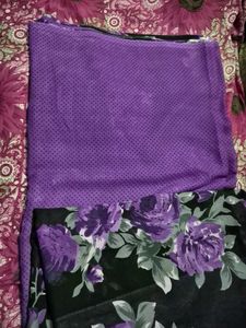 Purple And Black Flower Design Saree