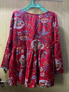 beautiful red short kurti top