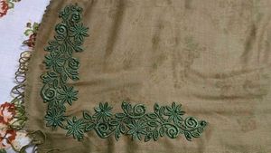 Olive Green Floral Scarf