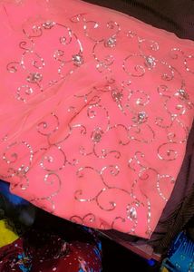 Pink Full Sequin Work Saree