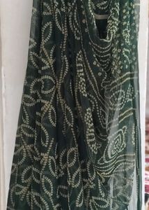 Bandhani Dark Green Saree