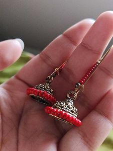 Red Jhumka Earrings,high shine,high quality।।