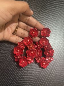 Red Floral Statement Earrings