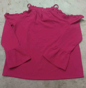 Pink Off-Shoulder Ruffle Top