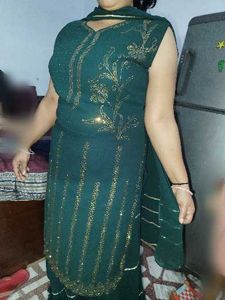 Green Embroidered sharara set