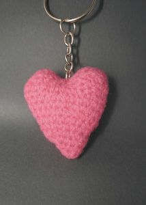 Yellow Crochet Heart Keychain
