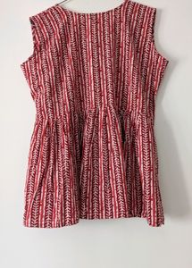 Red And White Peplum Top