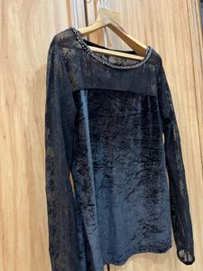 Black Velvet and Lace Top