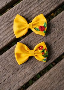 Floral Embroidered Hair Bows